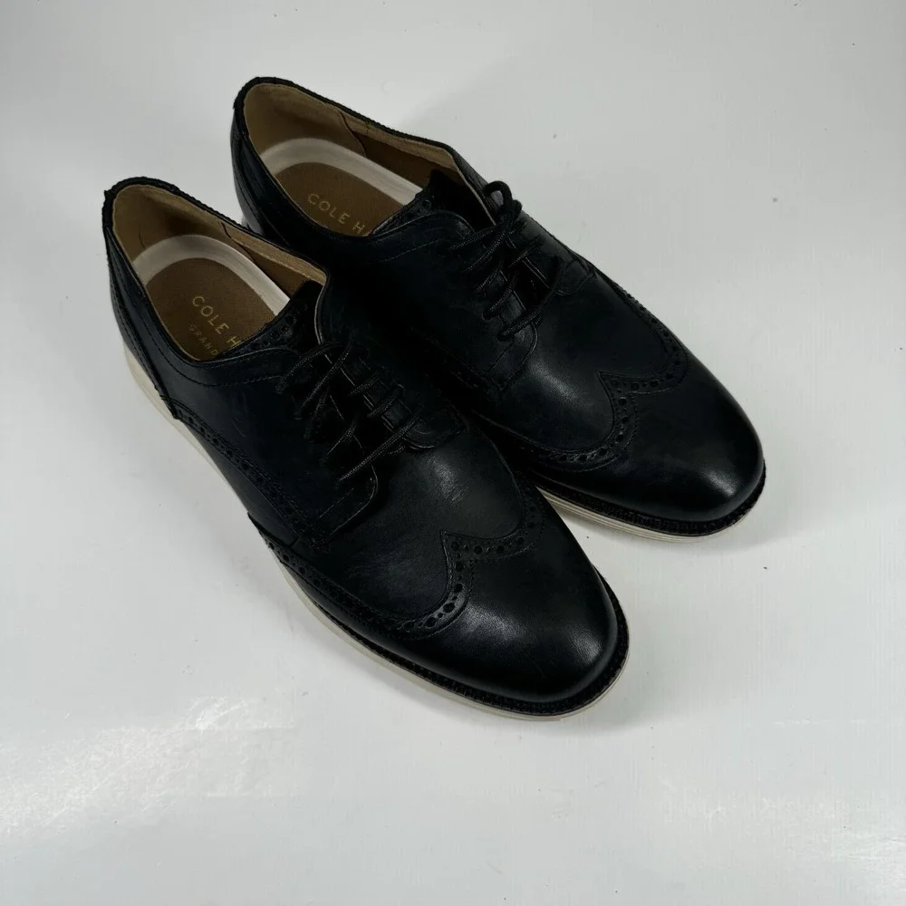 Cole Haan OriginalGrand Men's 8M Black Leather Wingtip Oxford Dress Shoes C24089